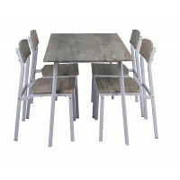 5-Piece Dining Table Set with 4 Chairs Modern Rustic Wood-Look Tabletop & Sturdy Steel Frame Kitchen Dining Room Breakfast Table Set for Small Spaces Gray Finish